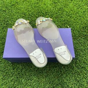 Stuart Weitzman Clear Sandals With Rhinestones size 8